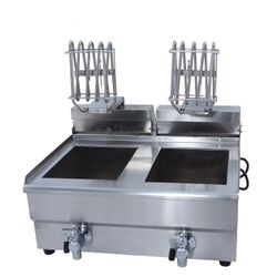 Freidora eléctrica 10 + 10 litros. Dos senos. Con grifo